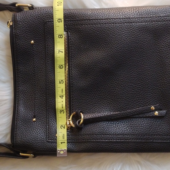 Shoulder/cross body Black leather like bag 9 1/2x12 - Picture 2 of 15